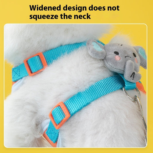KFX-0230973 Pet Chest and Back Leash with Traction Rope - Available in Duck and Elephant Colors, Sizes S and M