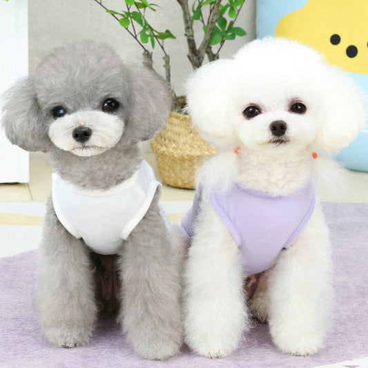 KFX-0244285 Casual Purple Vest for Small and Medium-sized Pomeranian with Teddy Laughing Cloud Design