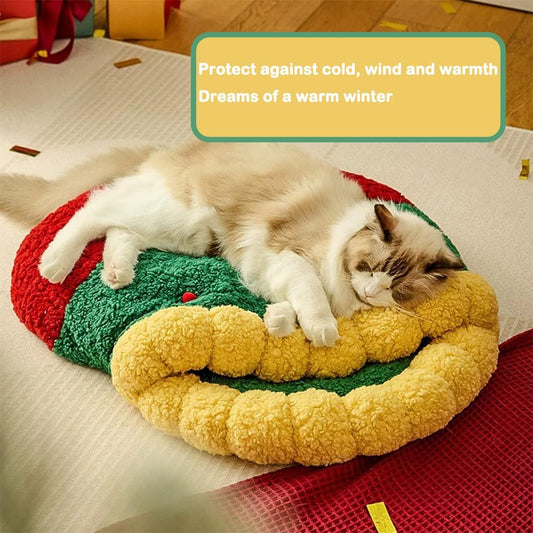 KFX-0249917 Cozy Christmas Sock Shaped Cat Nest and Sleeping Bag for Small Pets