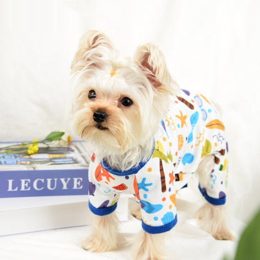 KFX-0250301 Light Green Cartoon Pet Print Jumpsuit for Small to Extra Large Pets