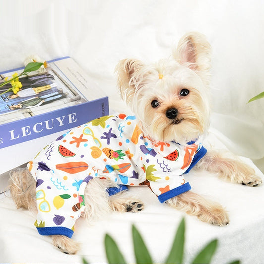 KFX-0250301 Light Green Cartoon Pet Print Jumpsuit for Small to Extra Large Pets