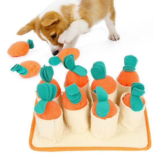 KFX-0252477 Interactive Pull Radish Puzzle Dog Toy for Sniffing and Slow Feeding Training, Made of Polar Fleece and Felt