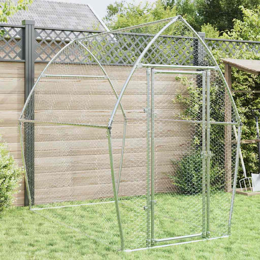 KFX-0253245 Spacious Silver Galvanized Chicken Coop with Secure Locking Door – Ideal for Chickens and Small Animals