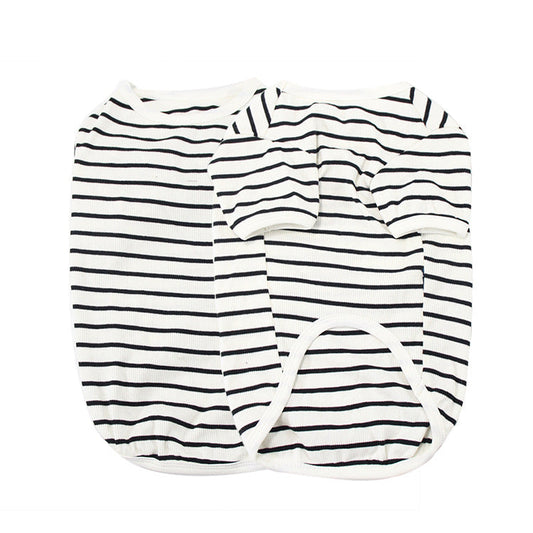 KFX-0254013 Cotton Pet Clothing for Small Dogs, Black and White Stripes, Red and White Stripes, Sizes S-3XL