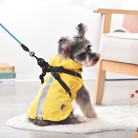 KFX-0271293 Waterproof Windbreaker Raincoat for Dogs - Lightweight Chest & Back Protection in Blue, Red, Yellow, Sizes S-2XL