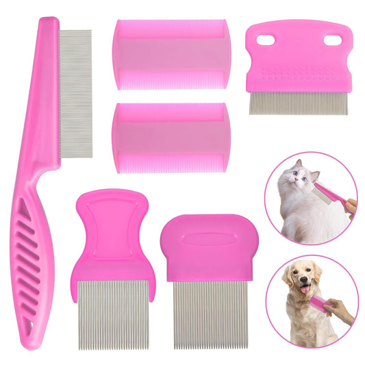 KFX-0274493 Stainless Steel Pet Flea Comb Set - 4-Piece for Comprehensive Grooming