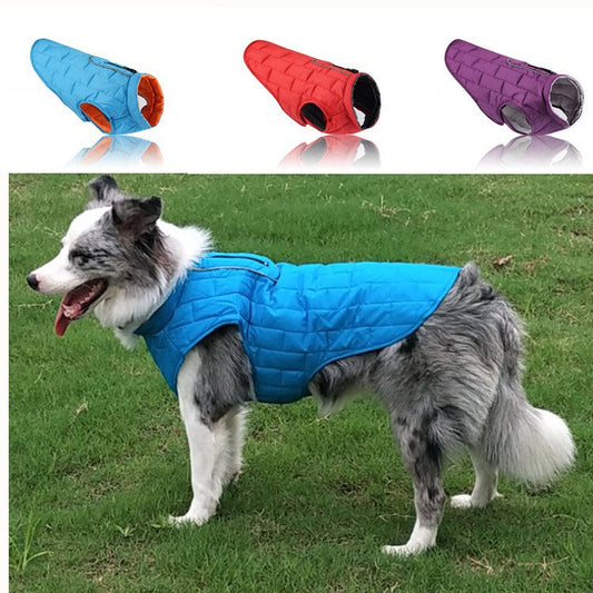 KFX-0278333 Double Color Checker Jacket for Pets - Autumn and Winter Apparel in Red, Blue, and Purple, Sizes S-XXL