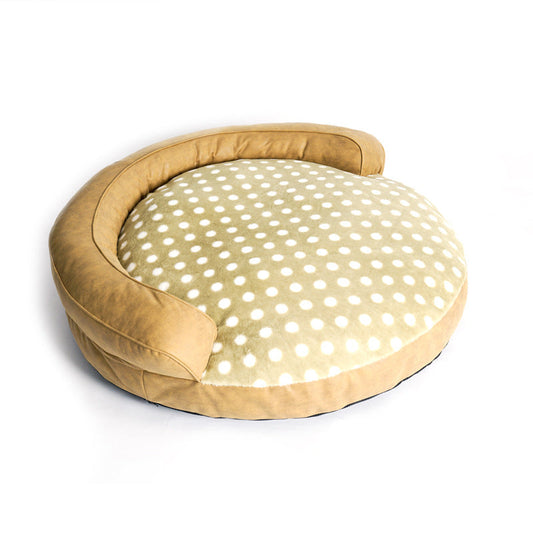 KFX-0278717 Large Dog Bed in Dot Style - Khaki & Dark Gray, 124 x 30CM, Comfortable Cloth Pet Nest