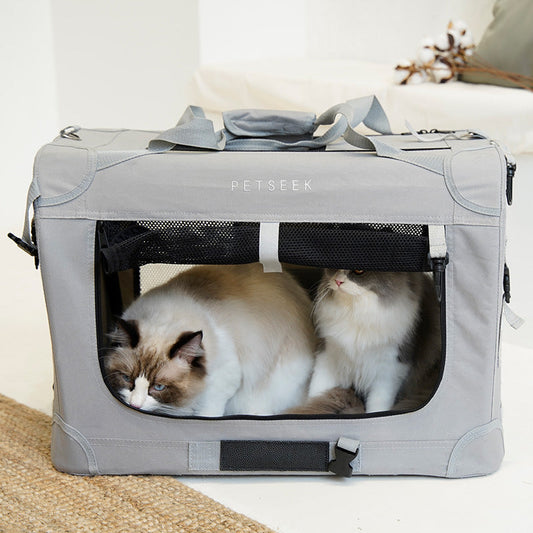 KFX-0282301 Large Capacity Folding Pet Carrier Bag for Cats and Small Dogs - Gray, Blue, Green Options