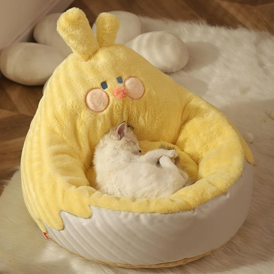KFX-0284477 Cozy Semi-closed Cat Nest for All Seasons, 50x50x30cm, Soft Polyester and PP Cotton