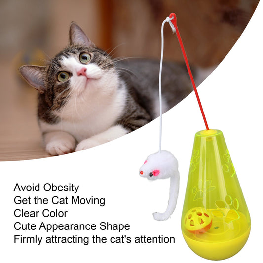 KFX-0291645 Interactive Cat Toy with Built-In Bell Ball and Plush Mouse Stick for Indoor Cats and Kittens