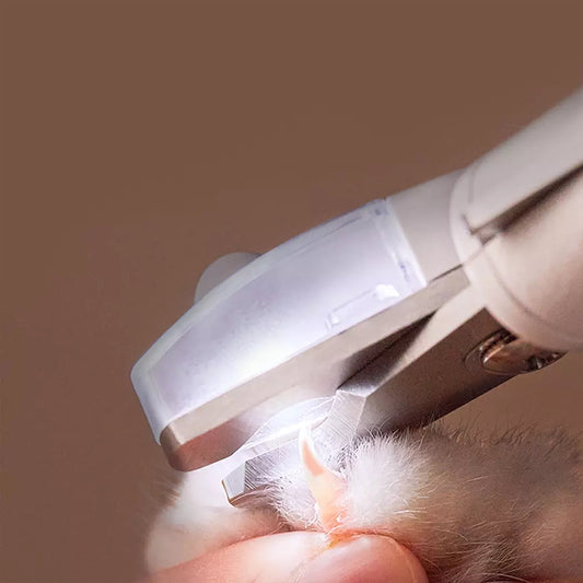 KFX-0312893 LED Pet Nail Clipper with Hidden File - Stainless Steel Blade and Transparent Baffle Design