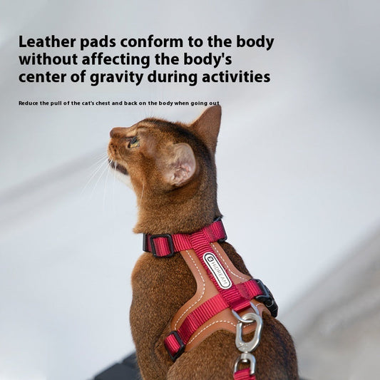 KFX-0314045 Cat Chest and Back Harness Leash Set - Reflective Nylon Options in Various Colors