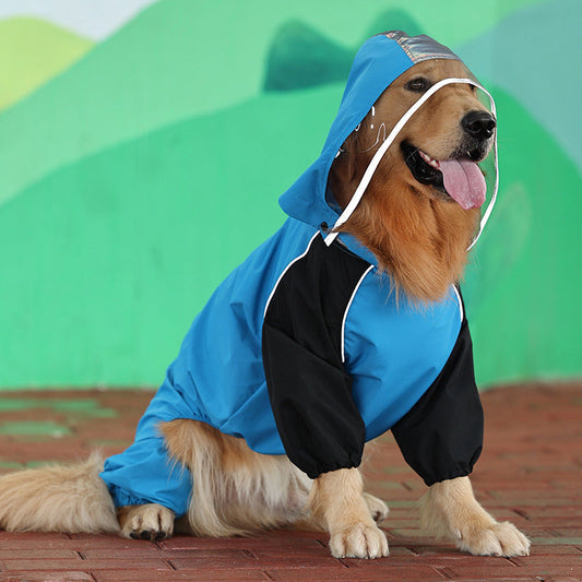 KFX-0327101 Waterproof Dog Poncho - All-Weather Pet Raincoat in Blue, Yellow, Green (Sizes M to 3XL)