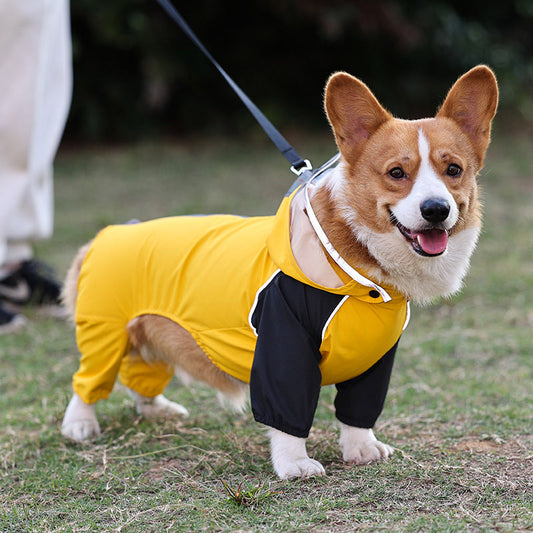 KFX-0327101 Waterproof Dog Poncho - All-Weather Pet Raincoat in Blue, Yellow, Green (Sizes M to 3XL)