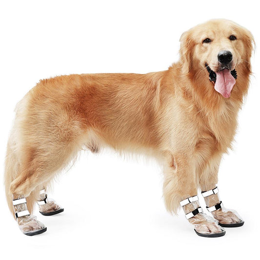 KFX-0329533 Waterproof Non-Slip Shoes for Large Dogs - Black PVC, Available in Sizes S to XL