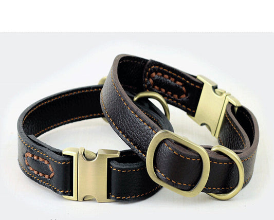 KFX-0330685 Small and Medium Leather Dog Collar in Brown and Black