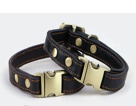 KFX-0330685 Small and Medium Leather Dog Collar in Brown and Black