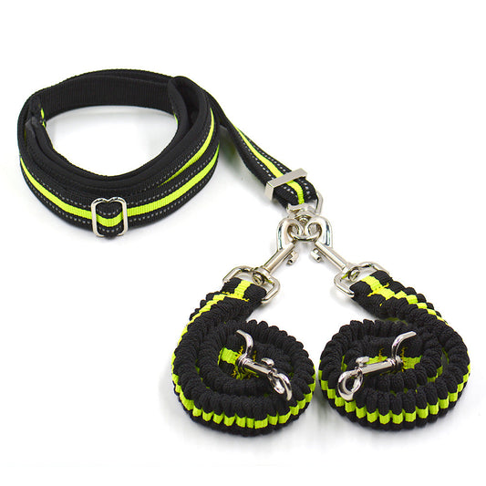 KFX-0338237 Adjustable Double-Headed Nylon Leash for Dogs, 50-100cm Main Traction, 70-110cm Spring Traction