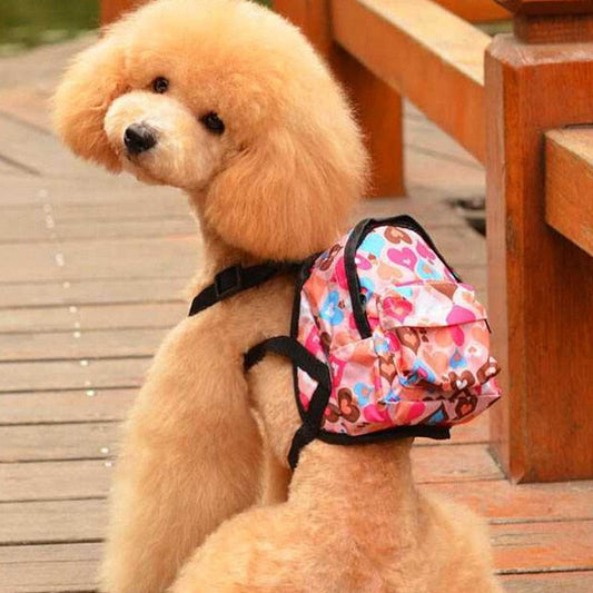 KFX-0349245 Cartoon Pattern Canvas Pet Dog Leash Bag with Breathable Mesh and Adjustable Sizes