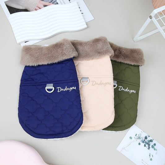 KFX-0360125 Warm Cotton Vest Coat for Small Dogs with Traction Buckle in Pink, Green, and Blue Options