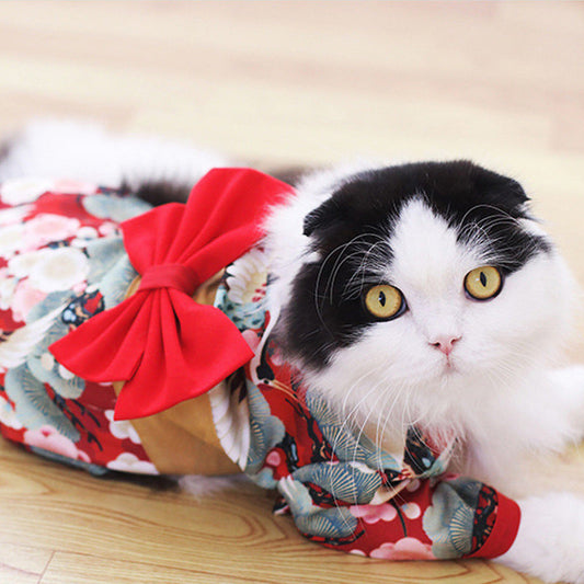 KFX-0363837 Colorful Kimono-Inspired Pet Clothing for Cats – Stylish Four-Legged Attire in Various Sizes