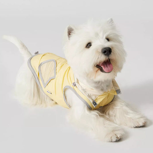 KFX-0376637 Ultra-thin Waterproof Dog Vest Raincoat - Casual Wind Shield for Pets in Purple, Yellow, and Blue