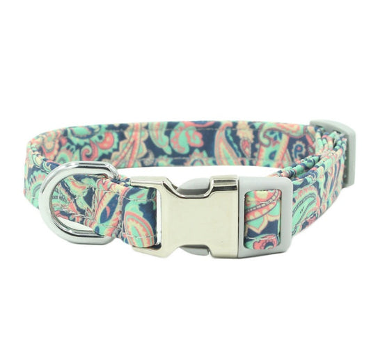 KFX-0378941 Colorful Flower Pattern Polyester Cat Collar - Adjustable Sizes for Comfort