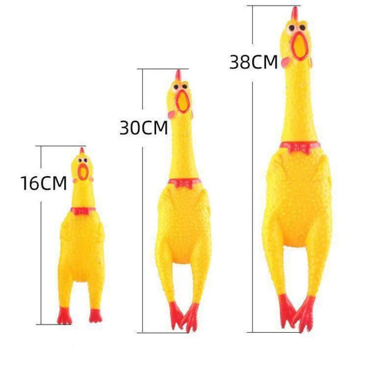 KFX-0380221 Durable Yellow Rubber Squeaky Chicken Toy for Dogs - Fun Chew Toy in Various Sizes