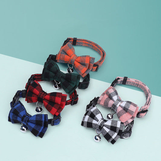 KFX-0384701 Charming Bow Knot Pet Collar with Bell for Cats and Small Dogs - Stylish and Soft Velvet Design