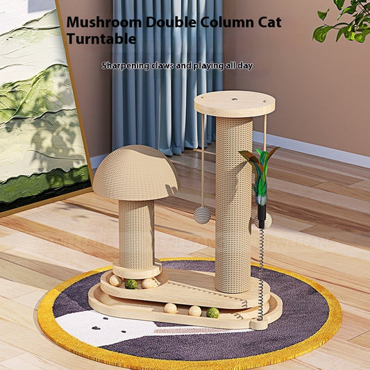 KFX-0391741 Durable Solid Wood Cat Turntable Scratching Post with Various Styles and Heights