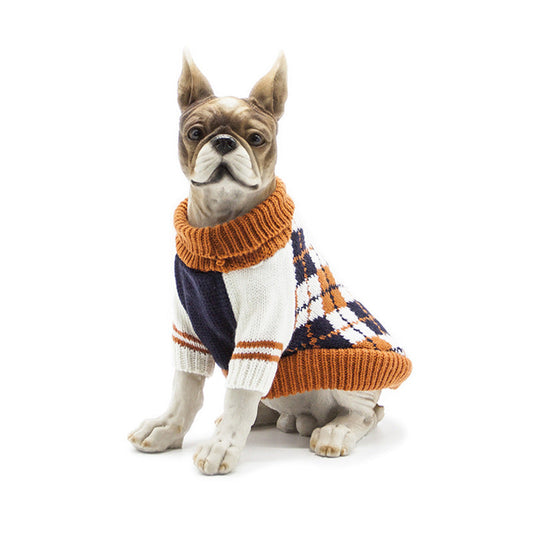 KFX-0396605 Navy Blue and Ginger Yellow Acrylic Sweaters for Pets – Various Sizes Available