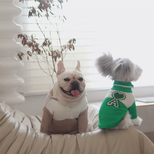 KFX-0407741 Dog Wool Baseball Jacket for Autumn and Winter in Green and Khaki, Various Sizes Available