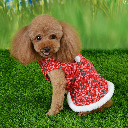 KFX-0417853 Festive Red Christmas Dress for Pets - Holiday Outfit in Various Sizes