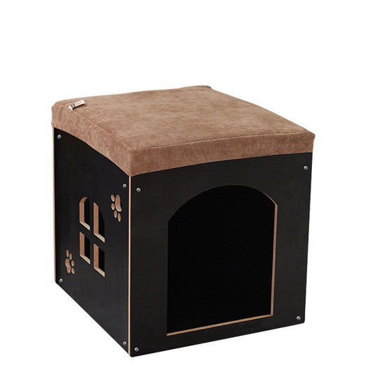 KFX-0419517 Removable and Washable Wooden Pet House for All Seasons, Square Design