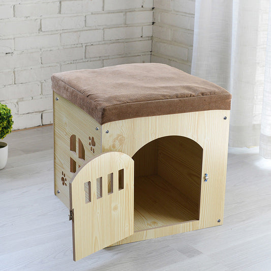 KFX-0419517 Removable and Washable Wooden Pet House for All Seasons, Square Design