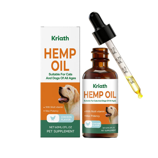 KFX-0421309 Hemp Seed Oil Vitality Drops for Cats and Dogs - 60ml with Omega Fatty Acids and Vitamins