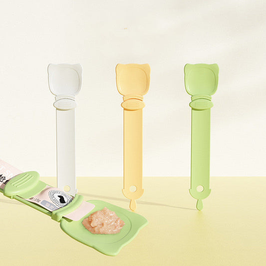 KFX-0421437 Cat Food Dispensing Spoon Squeezer - 27cm, Available in Orange, Green, and Beige