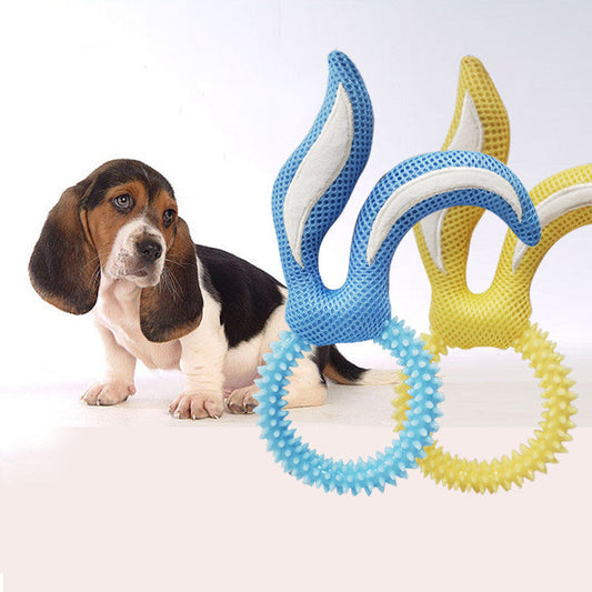 KFX-0422077 Bunny Ears TPR Dog Toy for Chewing and Playtime, Available in Pink, Blue, and Yellow