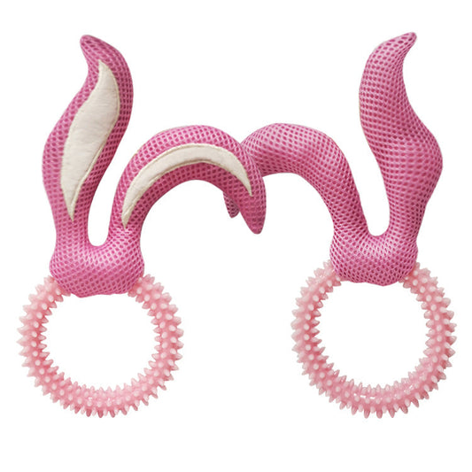 KFX-0422077 Bunny Ears TPR Dog Toy for Chewing and Playtime, Available in Pink, Blue, and Yellow