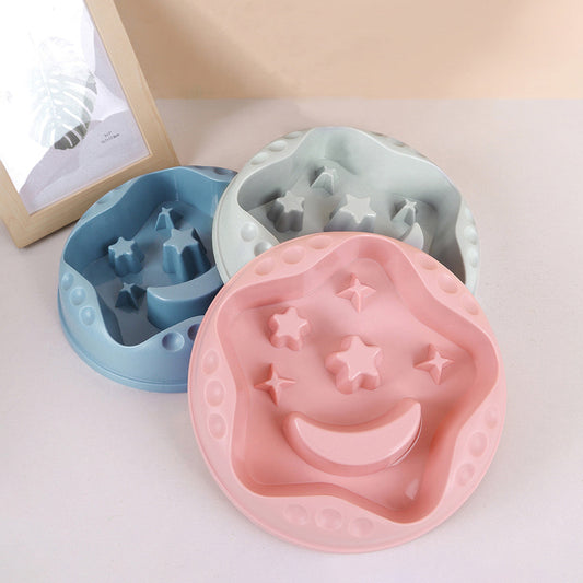 KFX-0428477 Large Capacity Moon Star Wings Slow Feed Dog Bowl for Water and Food