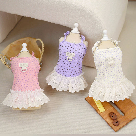 KFX-0428605 Light Purple Cotton Pet Dress for Dogs - Princess Style Available in Multiple Sizes