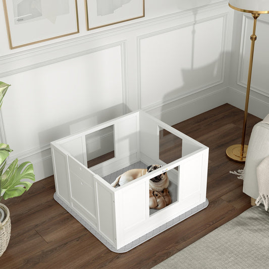 KFX-0432445 Whelping Box for Small Dogs with Adjustable Entrance, Waterproof Pad, and Non-slip Features