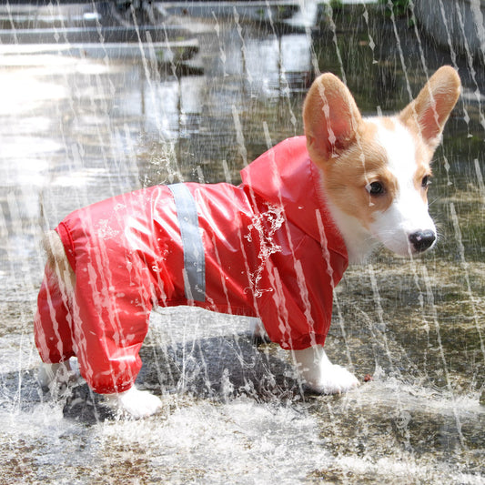 KFX-0460349 Reflective Waterproof Double Layer Pet Raincoat for Dogs - Sizes XS to 2XL