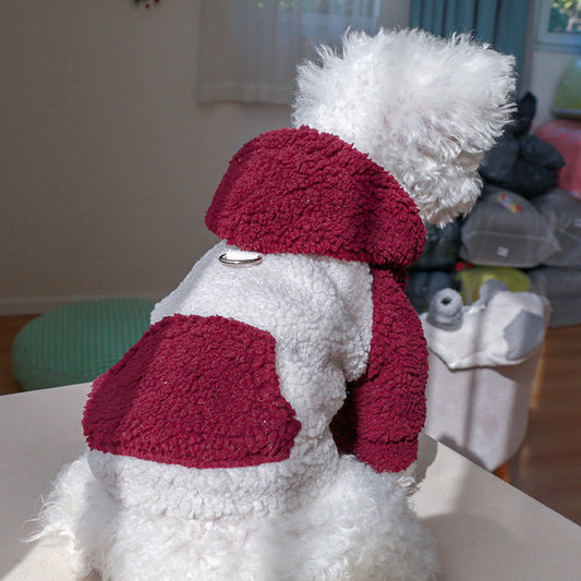 KFX-0464317 Light Brown, Gray, Purple, Pink Lamb Fleece Traction Sweater for Puppies - Casual Autumn Thermal Clothing