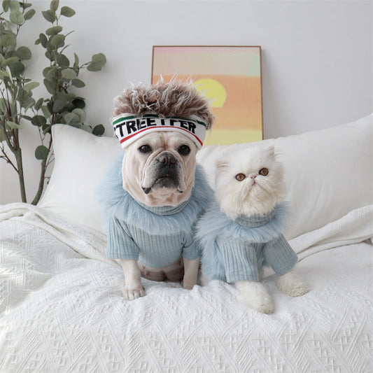 KFX-0500285 Warm Thick Fox Fur Dog Winter Clothes in Blue, Yellow, Pink