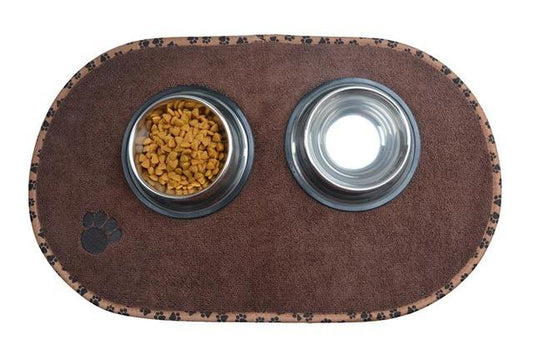 KFX-0504125 Microfiber Anti-Slip Dog and Cat Bowl Place Mat - Removable and Washable Pet Food Mat