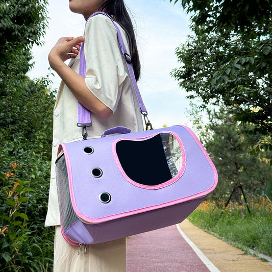 KFX-0510269 Portable Large Capacity Crossbody Pet Bag - Breathable Oxford Cloth in Various Colors