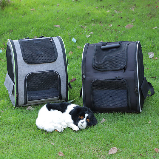 KFX-0512061 Large Capacity Portable Pet Backpack in Gray or Black - Breathable Oxford Cloth Design
