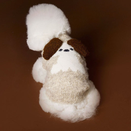 KFX-0512573 Sleeveless Three-Dimensional Ear Sweater Vest for Small Dogs in Beige and Coffee Colors